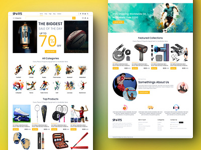 Sports Equipment E-commerce website Landing Page branding design dribbles e commerce figma football graphic design homepage illustration landing page sports sports website design ui uiux userinterface. ux visualdesign web webdesign website