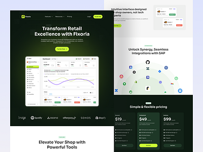 SaaS-Shop Management Landing Page dashboard landing page fixoria studio landing page ui management product design saas saas application saas landing page saas ui ux design saas website saas website design shop management shop management landing page shop management website visual design website