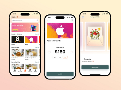 CardCafe – Sending Gift Card Flow app design app ideas card cafe card design celebration app customized gifts e gift cards gift card app gift card solution gifting app gifting made easy greeting cards mobile mobile app design mobile application ui ui ux design ux