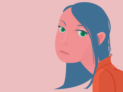 Girl blue girl orange pink unfinished vector