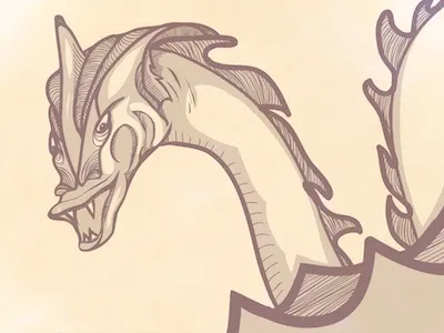 Ahoy! A Great Sea-Beast! (WIP) adobe ideas decorations ipad maps monster sea monster sea monster sketch waves