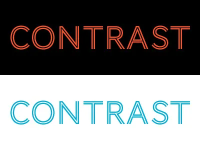 Contrast black blue orange white