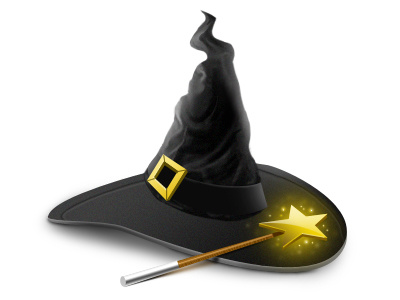 Magic black gift hat icon magic star wizard