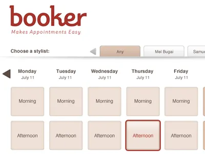 Booker App application booker interface ui
