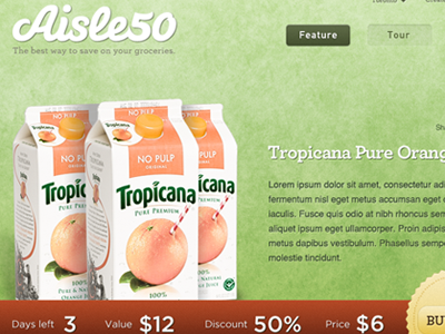 Product Feature button green header logo product red ribbon