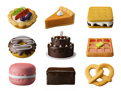 Western Dessert 3D Icon Illustrations 3d design 3d icon 3d illustration cake dessert food sweet western