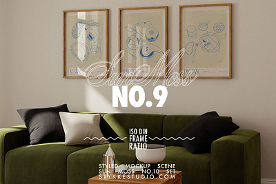 SUN MOSS NO 9 Frame Mockup Trio frame frame mockup frame mockup trio frame wall mockup mockup