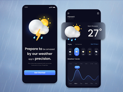 Weather App 3d clean design rain temperature ui weather weather app weather forecast wind