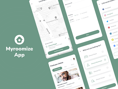 Myroomize - Find Your Perfect Space appdesign branding creativedesign design figma graphic design illustration moderndesign prototype ui ux