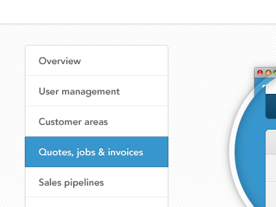 Quote, jobs & invoices magnify subnav