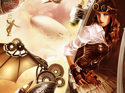 Steampunk female photoshop sepia steampunk