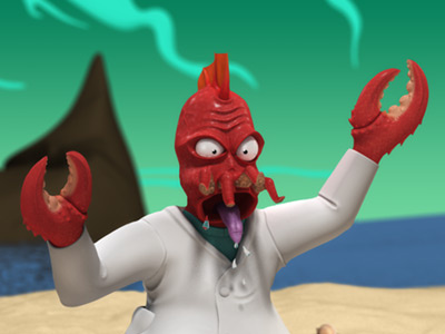 Zoidberg 3d beach futurama ocean scene sculpt sea zbrush zoidberg