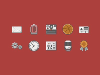 Modernist icons dribbble flickr icons modernist orange red retro twitter