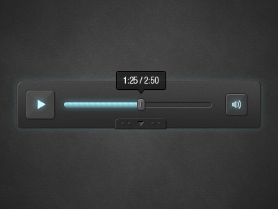 Dark Media Player Skin button dark glow handle media media player play slider volume