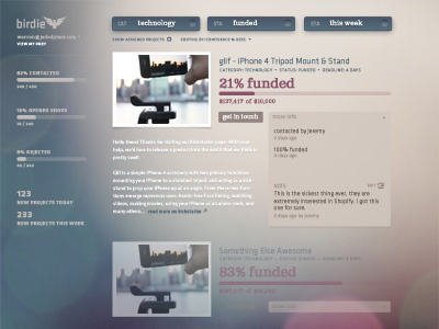 Birdie app internal shopify stats web app