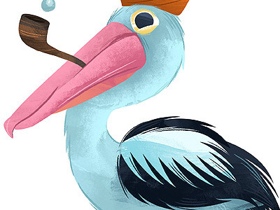 Old Salt bird illustration pelican