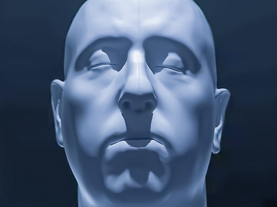 3D Symmetrical Human Face Split 3d 3d art 3d modeling 3d visual animation art blue creative design form geometric graphic design human face modern monochrome rendering split symmetrical visual art visual design