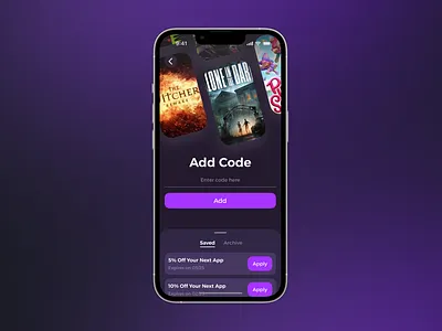 GameDev PromoCode activity add design game gamedev mobile app motion graphics promocode ui ux