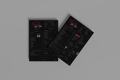 Espace Bar & Cafe Menu design branding design graphic design layout menu design