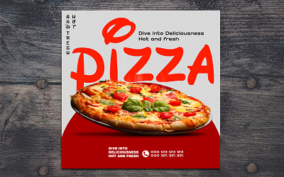 Hot and Fresh Pizza Flyer Design Template editable flyer food advertisement food flyer graphic design template hot and fresh pizza pizza flyer design pizza promotion pizza shop design psd template restaurant marketing