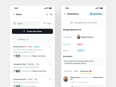 Notes Feature on Mobile 🗒️✏️ apps button clean comments design europe indonesia designer label list mobile notes tag ticket ui uidesign ux