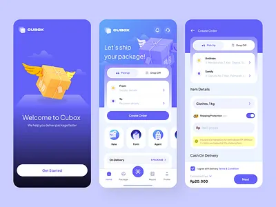 Cubox Delivery App delivery delivery app design illustration mobile package package app tracking ui uidesign ux