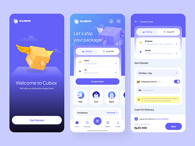 Cubox Delivery App delivery delivery app design illustration mobile package package app tracking ui uidesign ux