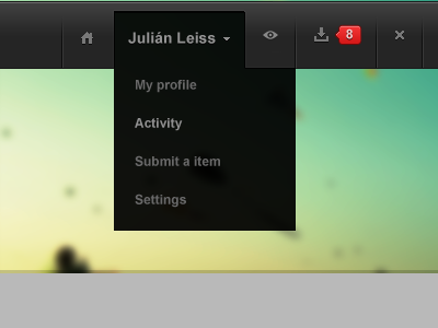 User options bar minimalist ui user