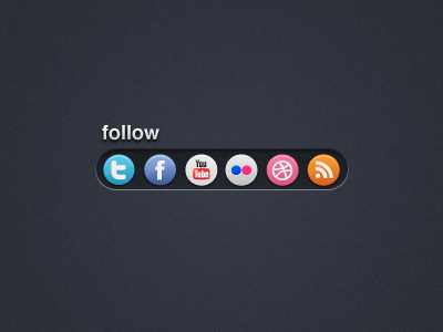 Follow - Social Bookmark Bar bookmark button clean dribble facebook social twitter ui web