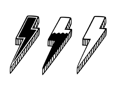 Three Bolts hand drawn lightning