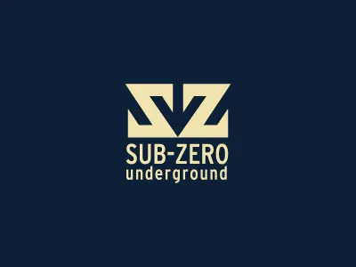 Subzero clean logo minimal negative space arrow straight sub zero typography underground
