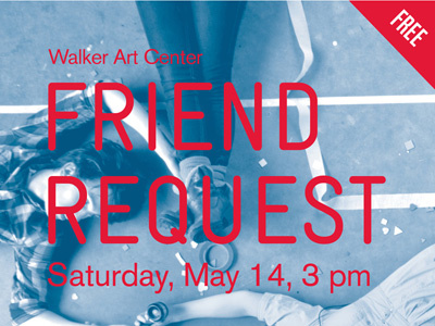 Friend Request akzidenz grotesk blue graphic design gravur condensed red social networking typography walker art center