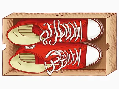 Red Keds for Red Monkey box business card converse illustration inside keds red white