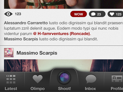 iPhone App Redesign app iphone photo social tabbar white