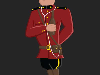 Mountie canada cartoon illustration mountie red simple vector yellow