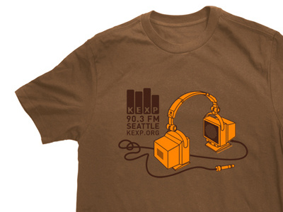 KEXP Computer Headphone T-Shirt 90.3 fm apparel chad syme computer digital illustration graphic apparel headphones illustration illustrator kexp kexp.org music non profit radio screenprint seattle shirt syme vector
