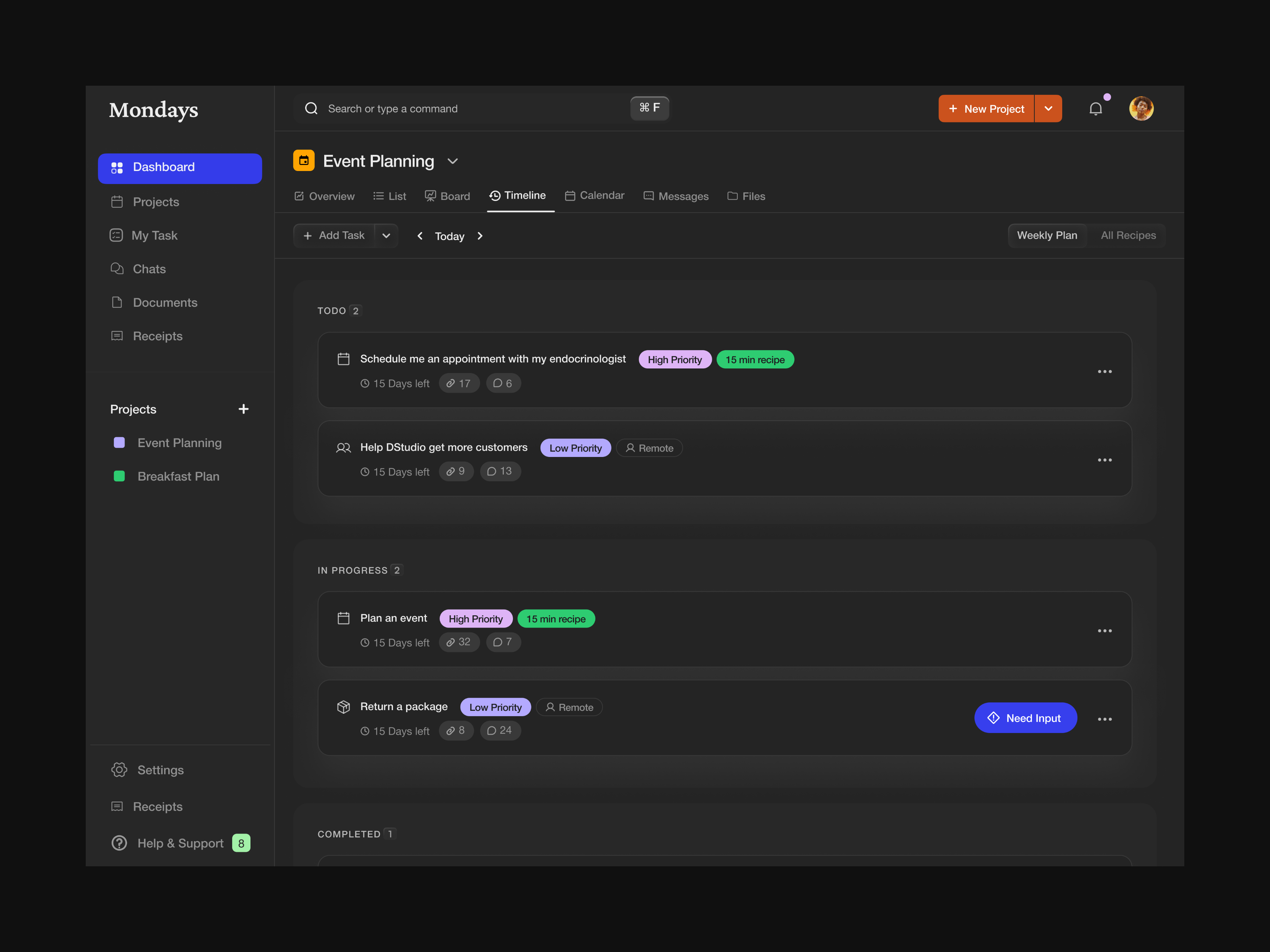 Dashboard - SaaS Project Management after effect animation branding calendar clean design event interaction jitter motion motion graphics product design prototype todo typography ui ui ux user experience ux video