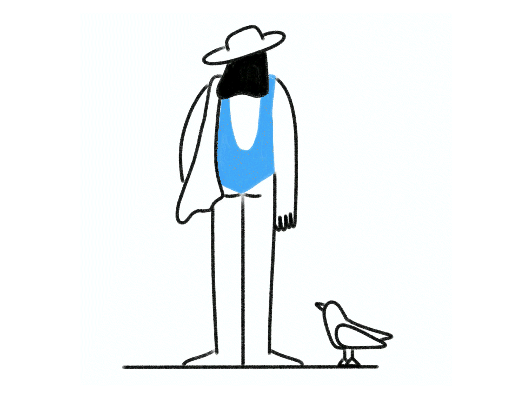 Off to the beach animation beach character ill illustration motion procreate seagull simple summer swimsuite ui woman