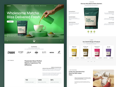 Midoré - Matcha Landing Page Design branding clean design e commerce design figma fnb framer health landing page matcha mockup popular portfolio pouch product product design shop shopify web design webflow