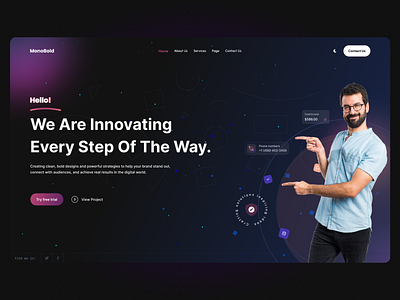 MonoBold - Agency Landing Page agency app brand identity branding design landing page redesign tech ui uiux ux visual identity website