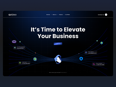 Optinex - IT Landing Page app brand identity branding dashboard graphic design it land landing page ui uiux ux visual identity website