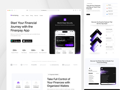 Finanpay - Finance Landing Page banking banking app digital banking digital wallet finance finance app financial financial service fintech fintech landing page fintech mobile app fintech website investment judha mobile banking money online banking payment app wallet wallet app