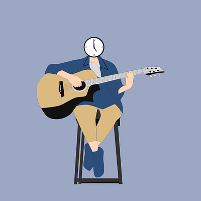 handsome man sitting playing guitar icon