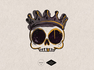 DEATH'S CROWN 2d branding design gold graphic design grunge halftone illustration illustrator procreate retro rubberhose skull texture texturing vintage