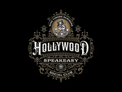 Hollywood Speakeasy brand identity branding engraving fox logo graphic design hand drawn logo lockup retro retro logo speakeasy typeface typography victorian victorian logo vintage vintage logo vintage typeface