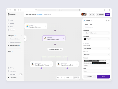 AI Automation Platform ai automation dashboard desktop drawer light mode nocode productivity saas ui ux web workflow