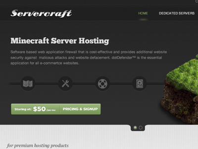 Minecraft Server Hosting button header navigation