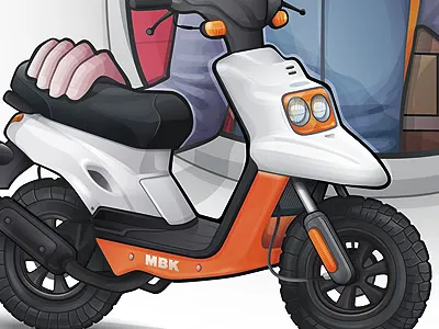 scooter details gradient orange scooter tires vector white