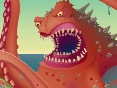 The Kraken game art illustration sea monster squid teeth