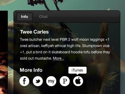 Info Panel social tooltip transparency
